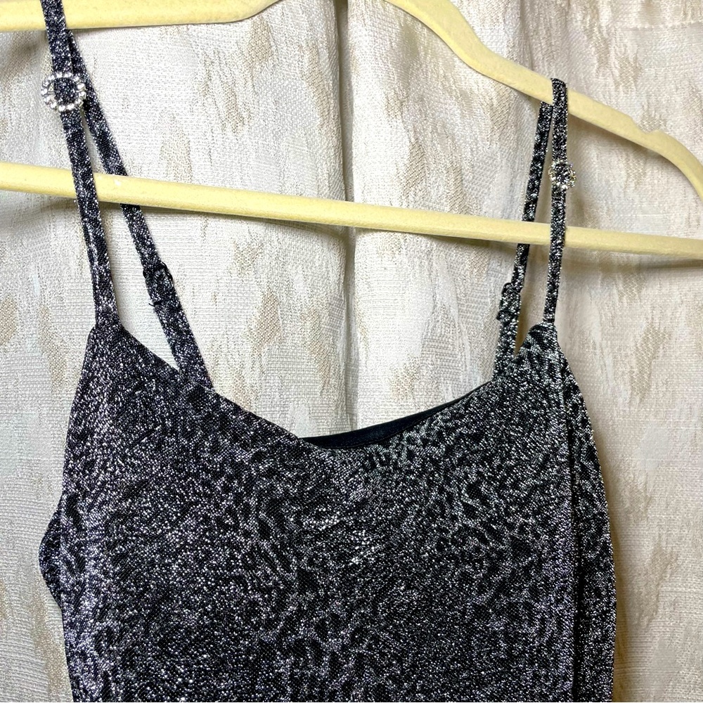 Sparkle Black Leopard Metallic Midi Dress - Picture 4 of 6